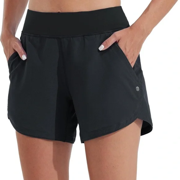 Women's Black Swim Shorts - Picture 1 of 5